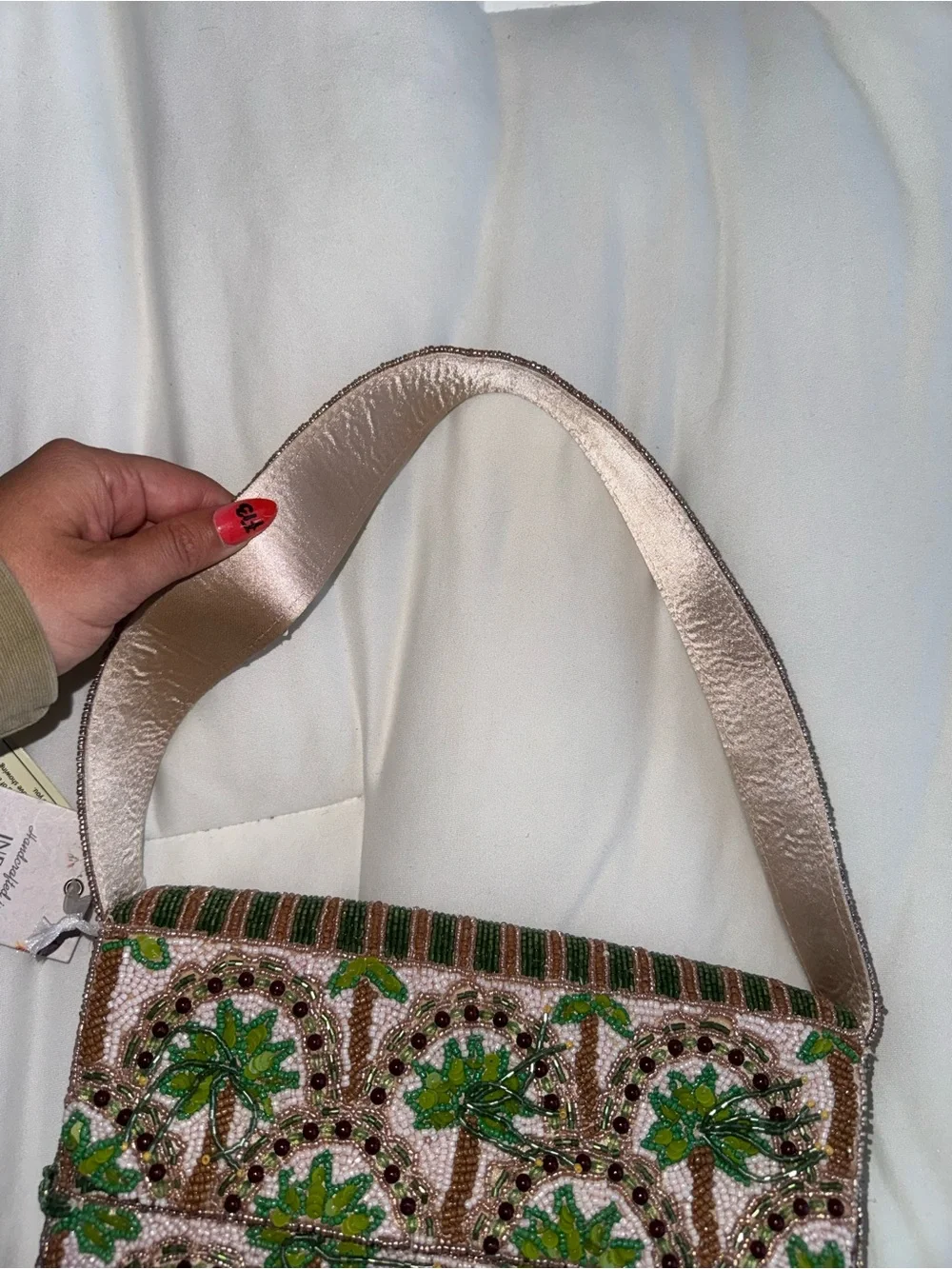 Palm Tree Tassel Beaded Shoulder Bag Handmade in India New with Tags